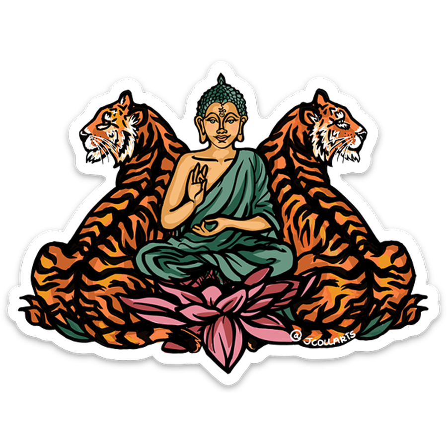 Buddha's Tigers Sticker